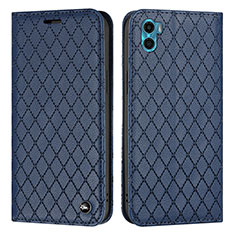 Funda de Cuero Cartera con Soporte Carcasa H09X para Motorola Moto E22S Azul