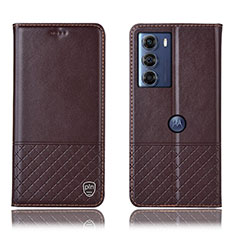 Funda de Cuero Cartera con Soporte Carcasa H10P para Motorola Moto Edge S30 5G Marron