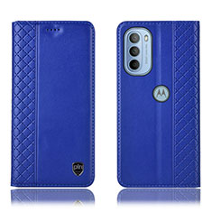 Funda de Cuero Cartera con Soporte Carcasa H10P para Motorola Moto G31 Azul