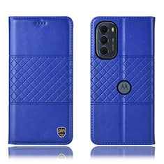 Funda de Cuero Cartera con Soporte Carcasa H10P para Motorola Moto G71s 5G Azul