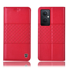 Funda de Cuero Cartera con Soporte Carcasa H10P para OnePlus Nord N20 5G Rojo