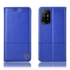 Funda de Cuero Cartera con Soporte Carcasa H10P para Oppo F19 Pro+ Plus 5G Azul