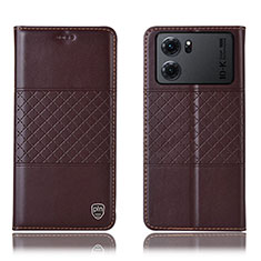 Funda de Cuero Cartera con Soporte Carcasa H10P para Oppo K10 5G Marron