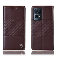 Funda de Cuero Cartera con Soporte Carcasa H10P para Oppo Reno7 Pro 5G Marron