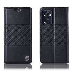 Funda de Cuero Cartera con Soporte Carcasa H10P para Oppo Reno7 SE 5G Negro