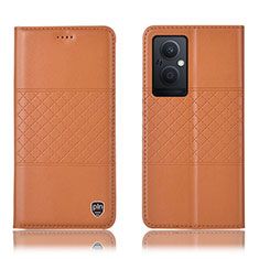 Funda de Cuero Cartera con Soporte Carcasa H10P para Oppo Reno8 Lite 5G Naranja