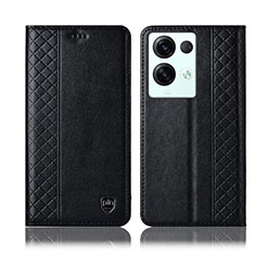 Funda de Cuero Cartera con Soporte Carcasa H10P para Oppo Reno8 Pro+ Plus 5G Negro