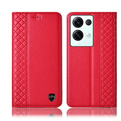 Funda de Cuero Cartera con Soporte Carcasa H10P para Oppo Reno8 Pro+ Plus 5G Rojo