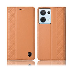 Funda de Cuero Cartera con Soporte Carcasa H10P para Oppo Reno9 Pro 5G Naranja