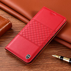 Funda de Cuero Cartera con Soporte Carcasa H10P para Samsung Galaxy S22 Ultra 5G Rojo