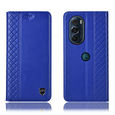 Funda de Cuero Cartera con Soporte Carcasa H11P para Motorola Moto Edge 30 Pro 5G Azul