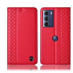 Funda de Cuero Cartera con Soporte Carcasa H11P para Motorola Moto Edge S30 5G Rojo