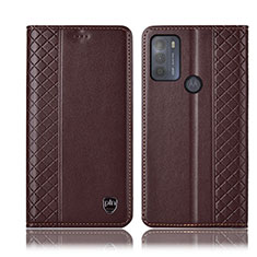 Funda de Cuero Cartera con Soporte Carcasa H11P para Motorola Moto G50 Marron