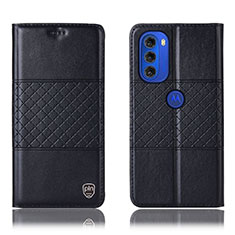 Funda de Cuero Cartera con Soporte Carcasa H11P para Motorola Moto G51 5G Negro