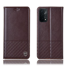 Funda de Cuero Cartera con Soporte Carcasa H11P para Oppo A74 5G Marron