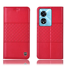 Funda de Cuero Cartera con Soporte Carcasa H11P para Oppo A78 5G Rojo