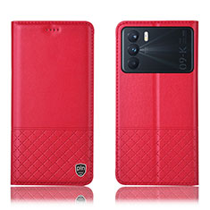 Funda de Cuero Cartera con Soporte Carcasa H11P para Oppo K9 Pro 5G Rojo