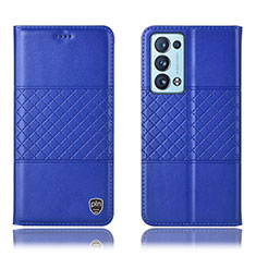 Funda de Cuero Cartera con Soporte Carcasa H11P para Oppo Reno6 Pro 5G Azul