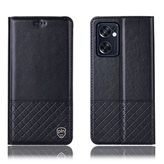 Funda de Cuero Cartera con Soporte Carcasa H11P para Oppo Reno7 SE 5G Negro