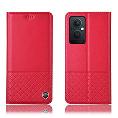 Funda de Cuero Cartera con Soporte Carcasa H11P para Oppo Reno7 Z 5G Rojo