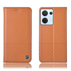 Funda de Cuero Cartera con Soporte Carcasa H11P para Oppo Reno8 5G Naranja