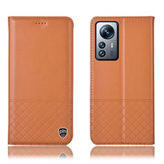 Funda de Cuero Cartera con Soporte Carcasa H11P para Xiaomi Mi 12S Pro 5G Naranja