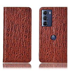 Funda de Cuero Cartera con Soporte Carcasa H15P para Motorola Moto G200 5G Marron