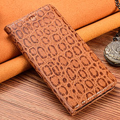 Funda de Cuero Cartera con Soporte Carcasa H16P para Apple iPhone 12 Pro Max Marron Claro