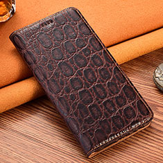 Funda de Cuero Cartera con Soporte Carcasa H16P para Apple iPhone X Marron