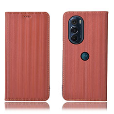 Funda de Cuero Cartera con Soporte Carcasa H16P para Motorola Moto Edge X30 5G Marron