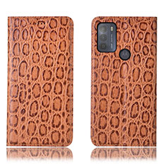 Funda de Cuero Cartera con Soporte Carcasa H16P para Motorola Moto G50 Marron Claro