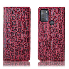 Funda de Cuero Cartera con Soporte Carcasa H16P para Motorola Moto G50 Rojo