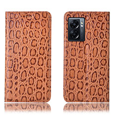 Funda de Cuero Cartera con Soporte Carcasa H16P para Oppo A57 5G Marron Claro