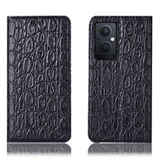 Funda de Cuero Cartera con Soporte Carcasa H16P para Oppo A96 5G Negro