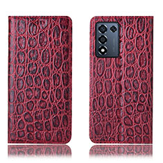 Funda de Cuero Cartera con Soporte Carcasa H16P para Oppo K9S 5G Rojo