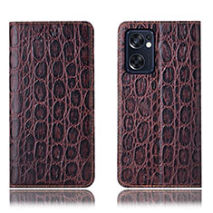 Funda de Cuero Cartera con Soporte Carcasa H16P para Oppo Reno7 SE 5G Marron