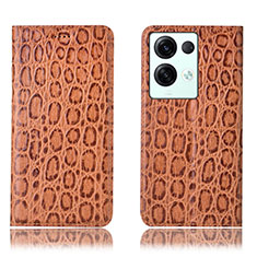 Funda de Cuero Cartera con Soporte Carcasa H16P para Oppo Reno8 Pro 5G Marron Claro