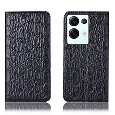 Funda de Cuero Cartera con Soporte Carcasa H16P para Oppo Reno8 Pro+ Plus 5G Negro