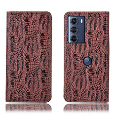 Funda de Cuero Cartera con Soporte Carcasa H17P para Motorola Moto Edge S30 5G Marron