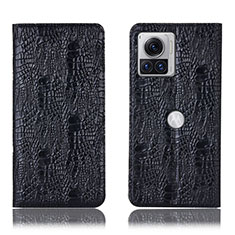 Funda de Cuero Cartera con Soporte Carcasa H17P para Motorola Moto Edge X30 Pro 5G Negro