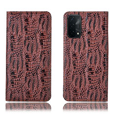 Funda de Cuero Cartera con Soporte Carcasa H17P para Oppo A93 5G Marron