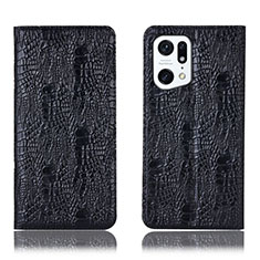 Funda de Cuero Cartera con Soporte Carcasa H17P para Oppo Find X5 5G Negro