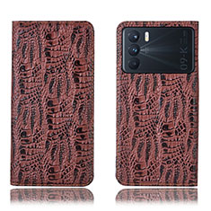 Funda de Cuero Cartera con Soporte Carcasa H17P para Oppo K9 Pro 5G Marron