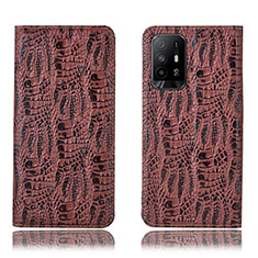 Funda de Cuero Cartera con Soporte Carcasa H17P para Oppo Reno5 Z 5G Marron