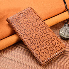 Funda de Cuero Cartera con Soporte Carcasa H18 para Apple iPhone 13 Mini Marron Claro