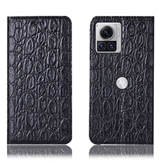 Funda de Cuero Cartera con Soporte Carcasa H18P para Motorola Moto Edge X30 Pro 5G Negro