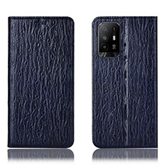 Funda de Cuero Cartera con Soporte Carcasa H18P para Oppo F19 Pro+ Plus 5G Azul