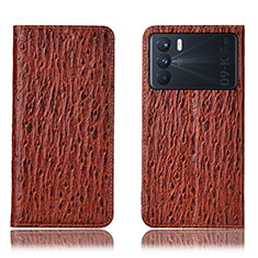 Funda de Cuero Cartera con Soporte Carcasa H18P para Oppo K9 Pro 5G Marron