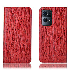 Funda de Cuero Cartera con Soporte Carcasa H18P para Oppo Reno7 Pro 5G Rojo