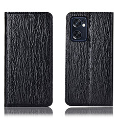 Funda de Cuero Cartera con Soporte Carcasa H18P para Oppo Reno7 SE 5G Negro